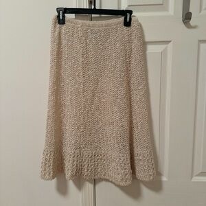 PALLAS Vintage 70’s Original Hand Crochet Irish‎ Linen Knit A-line Skirt